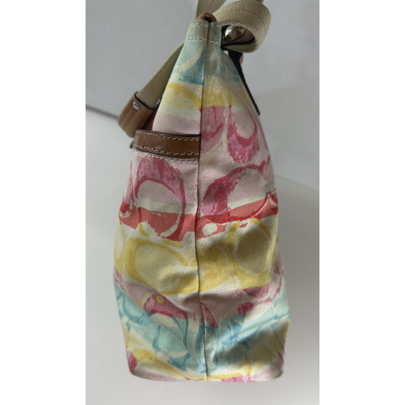 Coach Hampton Watercolor Scribble Handbag Tote Striped Shoulder Bag Purse 11756 - Picture 6 of 16
